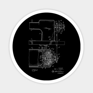 Power Transmission System for Sewing Machine Vintage Patent Hand Drawing Magnet